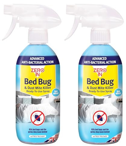 Bed Bug & Dust Mite Killer Spray 500ml – Pack of 2 | Fast-Acting Treatment for Mattresses, Bedding & Carpets | Kills Bed Bugs, Dust Mites & Allergens