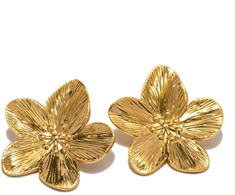 Ferizzia 1 Paire Boucle D'oreille Fleur, de Boucles D'oreilles en Forme de Fleur pour Femme, Boucles D’oreilles à Clous en or, Earrings Doreille Dorées Vintage, Boucle Doreille en or pour Femme