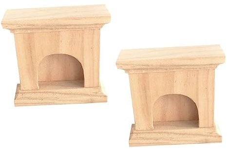 HONITANO 2 Pièces Ornements de cheminée en Bois Massif Mini cheminée de Maison Jouets de Maison de Simulation de poupée