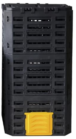 ENWYTE Compost Bin 180L/340L/500L Garden Composter Plastic Large capacity Food Caddy Fertile Soil Converter Flip Door Latch-on Lid Waste Recycling Box All-weather Resistant Composter(Yellow,500L)