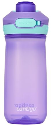 Contigo Jessie Autopop Kids Water Bottle | Large Drinking Bottle | 100% Leak-Proof & Dishwasher Safe | Ideal for Daycare, Kindergarten, School, Sports | 420 ml | Amethyst