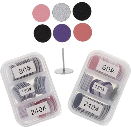 CLISPEED 2set Nail Buffing Kit of Sandpaper Discs Includes Black Purple and Pink Grits for Finger Nail Sanding Tool and Pedicure Foot Care
