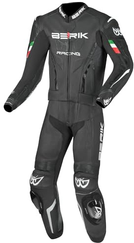 Berik Finthal Tuta in pelle da motociclista a due pezzi, nero/bianco, 48
