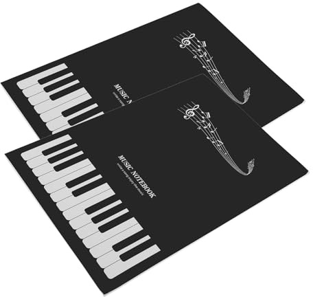 EXAOMBLE Carnet de Musique avec 2 Livres de 16 Pages Chacun, Papier Noir, Cahier de Partitions Vierges pour Écriture Fluide, pour Étudiants et Performances Musicales