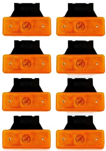 8 x luci di posizione laterali ambrate da 24 V con supporti. 4 luci LED con aste ribaltabili per rimorchi, camion, caravan, bus.