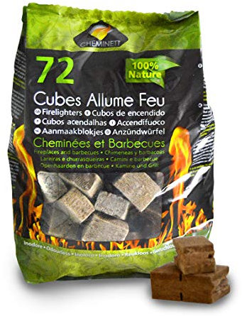 pyro feu PYROFEU 15752-12 Cubos de Encendido Ecológicos para chimeneas y Estufas Cheminett Saco 72 Unidades, Marrón