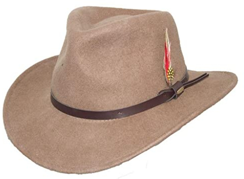 Scala Classico Men's Crushable Felt Outback Hat (Tan, Large)
