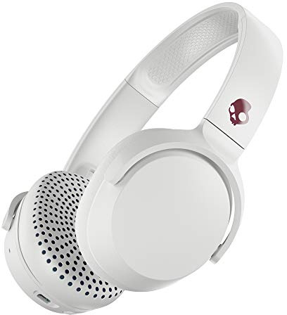Skullcandy Riff Wireless On-Ear Headphones with Microphone, Bluetooth Wireless, Rapid Charge 10-Hour Battery Life, Foldable, Plush Ear Cushions with Durable Headband, White/Crimson