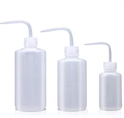 Yizerel Wash bottle, 3 Pack LDPE Squeeze Bottles, Safe Plastic Low Density Polyethylene Watering Bottle Tattoo Wash Bottle with Narrow Mouth for Chemistry, Industry, 500ml, 250ml,150ml