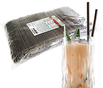 Wisefood - Essbarer Strohhalm - essbarer Trinkhalm als Alternative zu Glasstrohhalme Einweg-Plastik-Strohhalm Edelstahlstrohhalm oder Metallstrohhalm - 22,5cm lang Ø 5mm 1000 Stück - schwarz