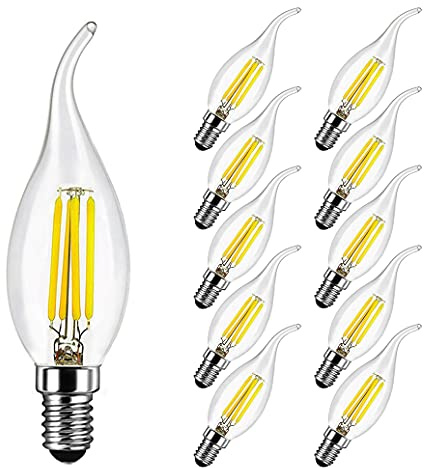 MAYCOLOR LED Kerze E14 4W Ersetzt 40W, 400 lumen, Kaltweiss 6500K, Glühbirne Kerze E14 Klar Ideal für Kronleuchter und Kristalllichter, Nicht Dimmbar, Glas, 10er Pack