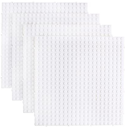 Larcele 4 Pieces Building Blocks Baseplates, Base Only for 8mm Mini Blocks, Compatible with Most Brand, 5.9 Inches (15cm) JMDB-01 (White)