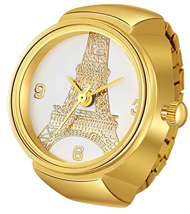 Avaner Ringuhr Modische Fingeruhr Runde Fingerring Uhr mit elastischem Band Analog Quarz Ring Uhr Uhrenring für Herren Damen