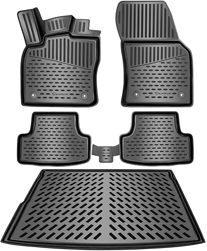 ELMASLINE 3D Gummimatten & Kofferraumwanne Set für VW Golf 8 (2020-2025) | Variant/Kombi | Passt Nicht in Mild-Hybrid (eTSI)