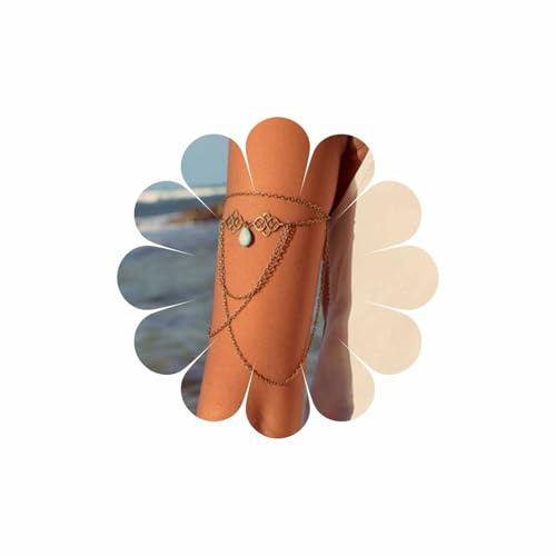 Wendalern Multicouche Turquoise Bras Chaîne Bohème Haut Bras Bracelet Millésime Creux Fleur Brassard Or Goutte Gland Brassard Été Plage Bras Bracelet Bijoux pour Femmes et Filles