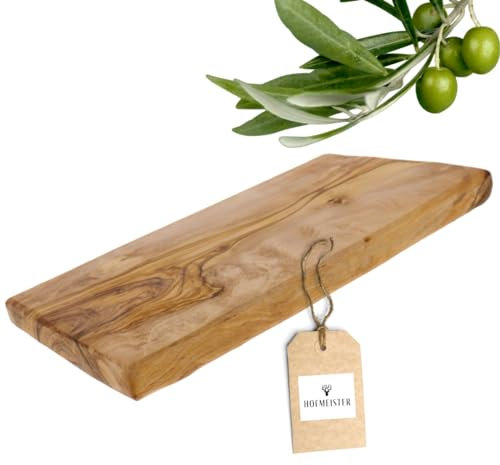 HOFMEISTER® Tabla de desayuno rectangular de madera de olivo, tabla de cortar para pan, tabla de cortar que no daña la cuchilla, resistente, 25 cm