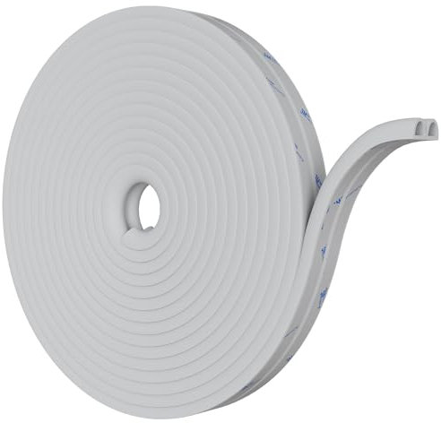 HNNHOME Draft Excluder for Windows and Doors, EPDM D-Shape Draught Excluder with 3M Self-Adhesive Tape, 9mm x 6mm x 5 Meters, 2 Seals Total 10M for Superior Insulation (White, 9 x 6mm)