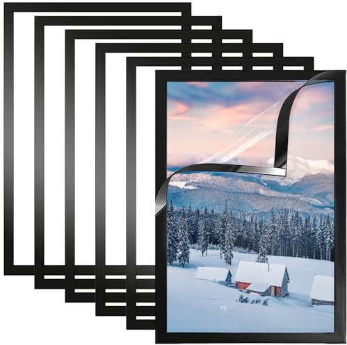 Bakiauli 6 Stück Magnetrahmen A4, Selbstklebende Info-Rahmen, Aufklappbare Bilderrahmen 22 x 30, Klapprahmen A4 für Informationsdarstellung,Wanddekoration zu Hause