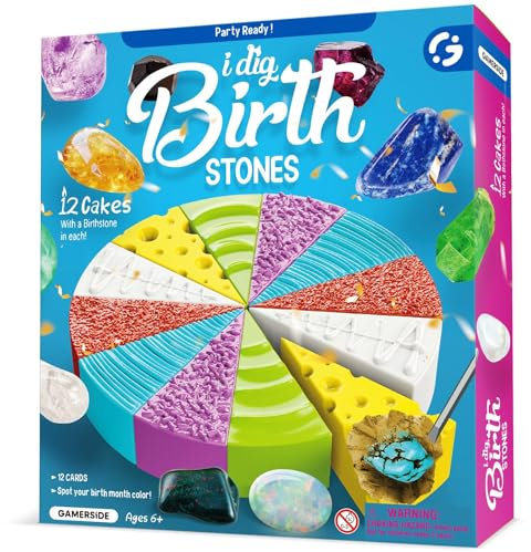 Gamerside Ausgrabungsset für Kinder ab 7 Jahren, Edelsteine und Mineralien Ausgraben Set mit 12 Steine, Spielzeug Geologie Archäologie ab 6 7 8 Jahren, Geschenk für Kinder Jungen und Mädchen