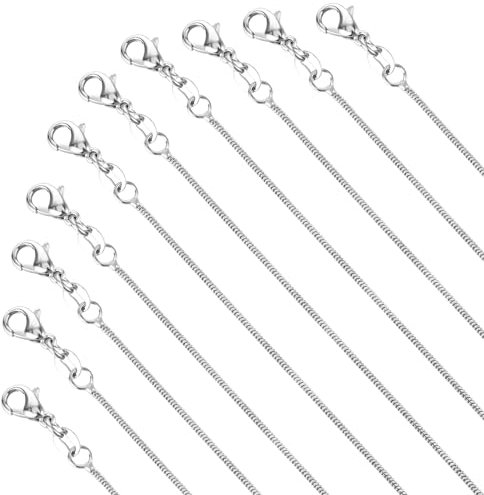 10 Stück Kette Ohne Anhänger Halskette Ohne Anhänger Ketten Silber Schlangenkette Damen Halskette Edelstahl Schmuck Bulk Kabelketten Packung Ohne Anhänger Schlangenkette Mit Karabinerverschlüssen