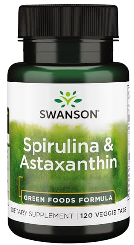 Swanson, Spirulina & Astaxanthin, 120 Vegan Tablets, Vegetarian, SOYA-Free, Gluten-Free, GMO-Free