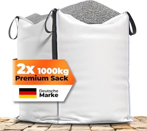 NTG Big Bag 90 x 90 x 90 cm 2 stycken med 4 öglor – lastkapacitet 1 000 kg | Vattentät och UV-skyddad – soptunna förvaringspåse – trädgårdsavfallspåse lövsäck – för byggskräp trädgårdsavfall verkstad