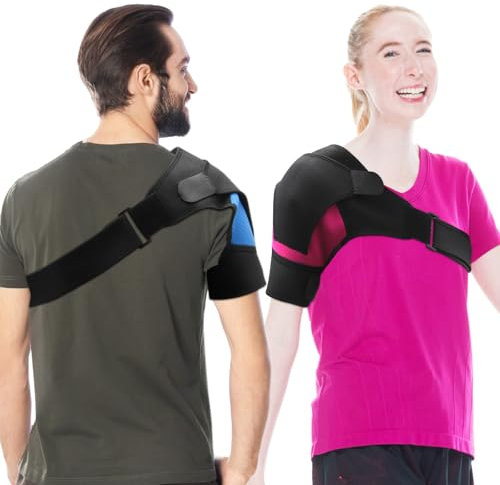 RANJIMA Verstellbar Schulter Unterstützung, 2 Stück Schulterbandage für Herren und Damen, Schulterstütze Verstellbare Unterstützung Bandage Arthritische Schultern, Schulterschutz für Linke/Rechte