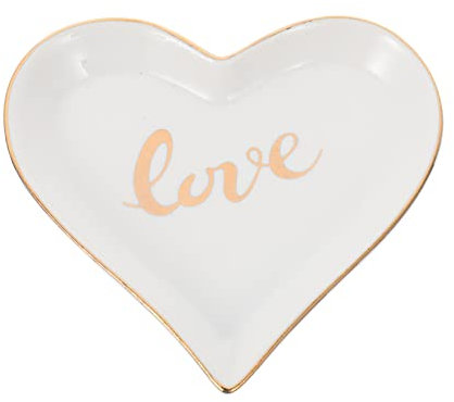 Ciieeo Petit Plateau Décoratif En Céramique En Forme De Cœur Assiette De Rangement Pour Bijoux Assiette De Service Personnalisée Et Robuste