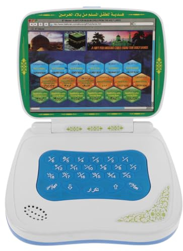 ERINGOGO Folding Learning Machine Reading Laptop Quran Learning Machine Child Language Learning Machine Alphabet Learning Toy Bilingual Laptop Toy Plastic Blue