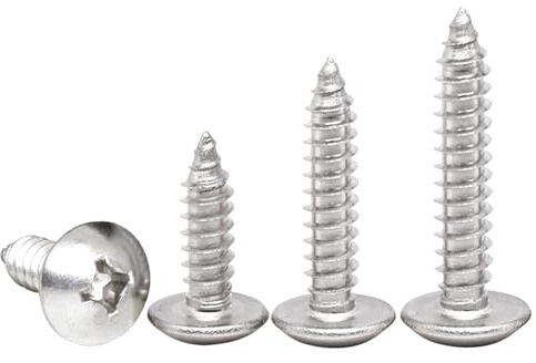 BACSHBY 20 pièces M5x60 mm Vis à Bois Tête Ronde Autotaraudeuses, Vis a Tête de Champignon Cruciforme, Entièrement Filetée Acier Inoxydable Fixations Argent, pour Travail Bois
