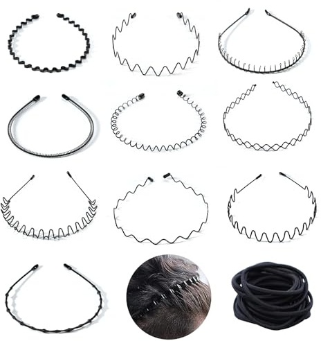 Serre Tête Cheveux Homme Femme + Élastique Cheveux Noir – 20 Pièces Accessoires Cheveux| Serre Tête Homme Invisible Ajustable, Chouchou Cheveux Fille Résistants pour Toutes Coiffures