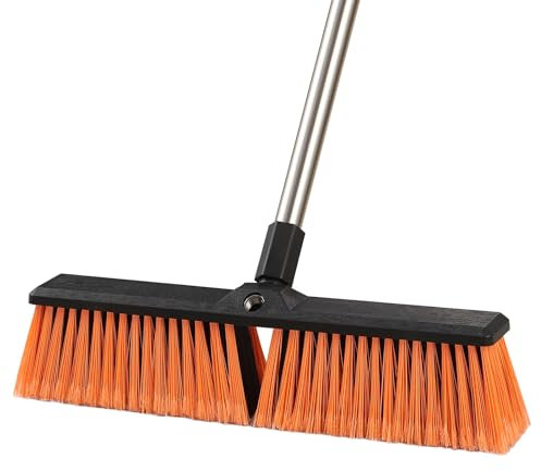 Mitclear 45cm Balai Brosse Extérieur avec Manche Long(163cm), Balai de Jardin Robuste avec Poil pour Terrasses, Jardins, Garages, Trottoirs, Idéal pour Le Nettoyage Sols, Cours, Zones Rocheuses
