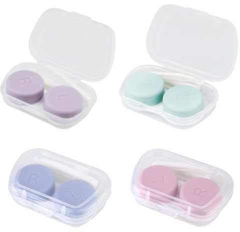 MERVYNGLYNNHUNTER 4 Pezzi custodie per lenti a contatto, porta lenti contatto, contenitore per lenti contatto, multicolore, 4 colori, per Sport all'aria aperta, viaggi, spostamenti quotidiani, viaggi
