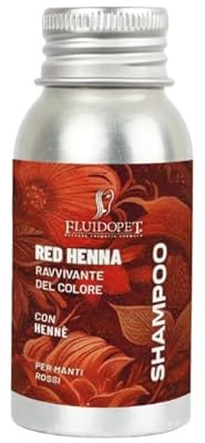 FluidoPet Shampoo Hennè Illuminante per Cani dal Pelo Rosso, Ramato e Albicocca – Henné Naturale – Esalta il Colore del Mantello Dona Lucentezza, Ideale per Barboncino, Spitz, Maltipoo