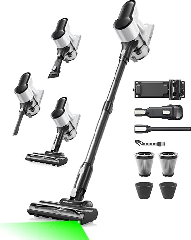 VACTechPro F02 Lite Cordless Vacuum Cleaner, 40KPa/50Mins/450W Stick Vacuum, Self-Standing Anti-Tangle Upright Vacuum, Powerful & Lightweight Handheld Vacuum for Home Pet Hair Hardwood Car Carpet