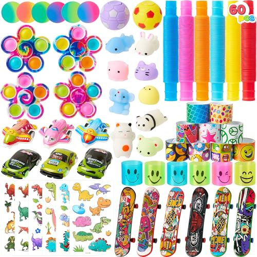 JOYIN 60 Pcs Party Bag Fillers for Kids, Assorted Party Favour Toys for Kid | Gifts for Boys Girls, Toys Pack, Sensory Toy, Goodie Bags Fillers for Birthday Party, Prizes Bulk for School, Pinata Stuffers