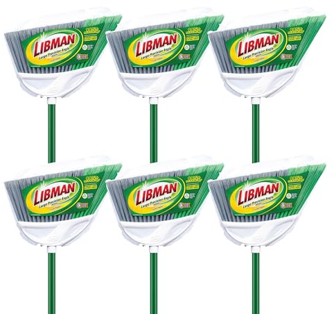 Libman Commercial 205 Large Precision Angle Broom, Steel Handle, 13 Wide, Green and White (Pack of 6)