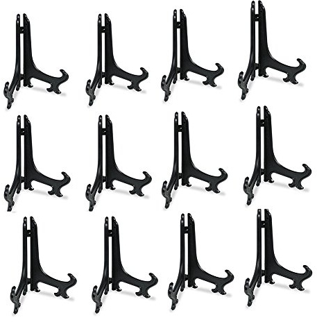 Artliving 3 Inch Black 12pcs/Set Plastic Easels Plate Display Stands Picture Frame Stand Holder