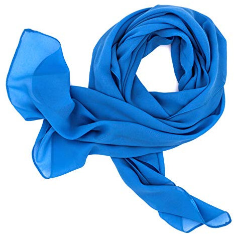 DOLCE ABBRACCIO by RiemTEX Schal Damen SWEET LOVE Stola Chiffon Tuch in 30 Unifarben Schals und Tücher Halstücher XXL Chiffontücher Halstuch in trendigem Blau für jede Jahreszeit (Blau)