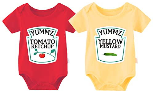 culbutomind 2 Tutine Per Neonati Gemelli Body Per Bambina Yummz Tomato Ketchup Bambino Neonato Divertenti Body Per Neonato Gemelli