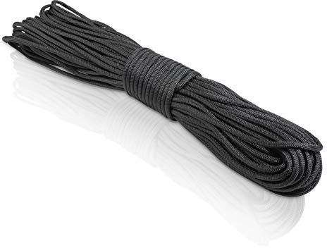 CoverUp! Paracord 550 schwarz – 550 Paracord aus 7 Strängen – 31 Meter Parachute Cord mit extrem robustem Seilmantel