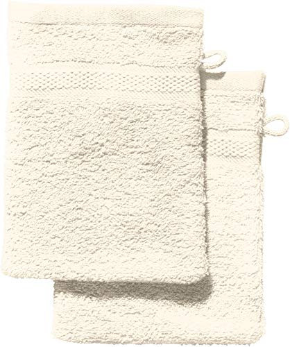REDBEST Waschhandschuh 2er-Pack Chicago Creme Größe 15x21 cm - saugstark, strapazierfähig, ideal für Reisen, Sport (weitere Farben)