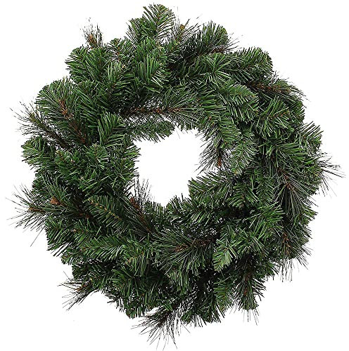 Ghirlanda Natalizia AGHI DI PINO Verde per Porta dietroporta da Ø 60 cm con 120 Punte Doppio Ramo PP+PVC Molto folta Decorazioni di Natale Corona Tonda Fuori Porta