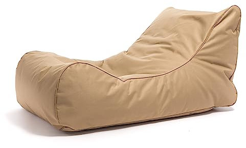 Ecopuf - Master Polyester Pouf Sessel Outdoor Chaise Longue - Sitzsack mit Staufach und Griff - Robuster Stoffsack - Entspannungssessel - Wohnungseinrichtung - 115x65x60cm, Beige Nc17
