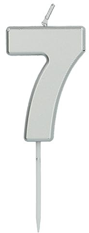 Folat 24137 Kuchen Kerze Ziffer/Zahl 7 Silber-5 cm Geburtstagskerzen für Geburtstag, Geburtstagsdeko, für Kinder Partys, Hochzeiten, Firmenfeiern, Jubiläen