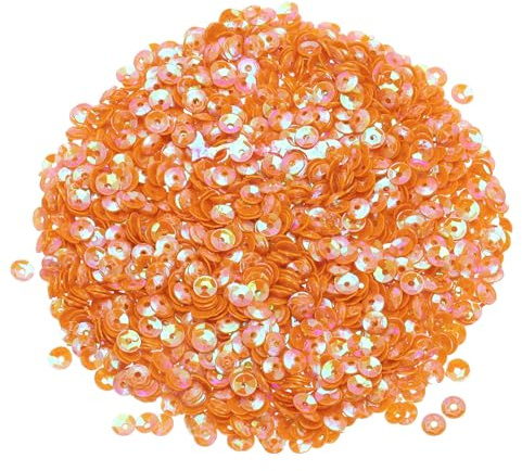 QUARKZMAN Paillettes Sfuse 4mm Glitter 3000Pz a Tazza per Ricamo Creazione Gioielli Artesanato Cucito, Arancione