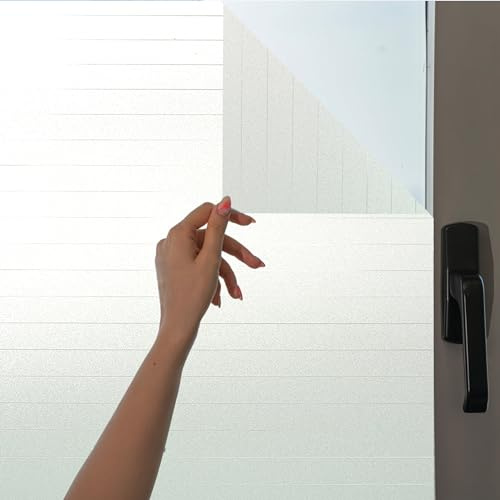 MARAPON Fensterfolie Blickdicht von aussen mit Nadelstreifen 0,60x2 m Sichtschutzfolie Fenster mit statischer Haftung, Milchglasfolie für Sichtschutz Fenster, Folie Fenster Sichtschutz gestreift