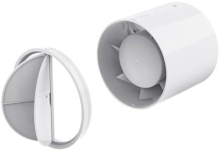 EINTTAX 150mm Rohrventilator,Inline-Abluftventilator,Leise Rohrlüfter 320m³/h,Kanalventilator Für Bad,WC,Küche,Gewächshaus,Zelt,Garage,Weiß (Ohne Stecker)