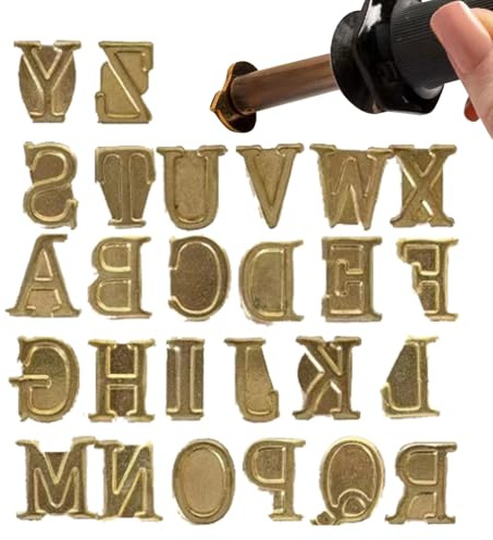 Kit de letras para quemar madera, sello para quemar madera - Kit de marca de puntas para quemar leña - Kit de estampado de madera de cobre, herramientas para tallar números y símbolos, letras de marca