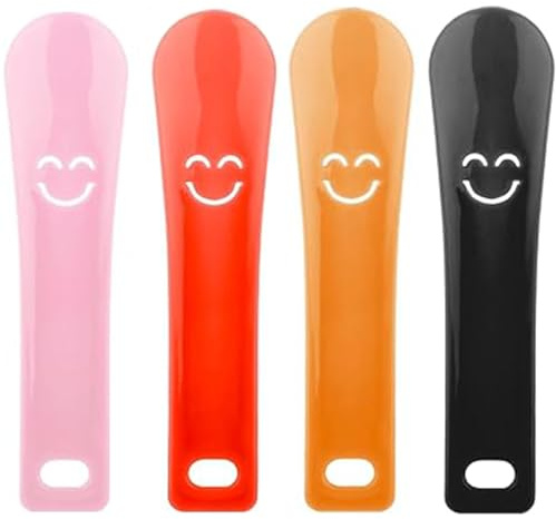 Luxiremi 4 Pcs Plastic Shoe Horn 5.87 Inches Travel Shoe horn Suit Shoe Horn Dress Shoe Horn for Men, Women, Seniors& Kids Portable Shoe Horns-4 Colors